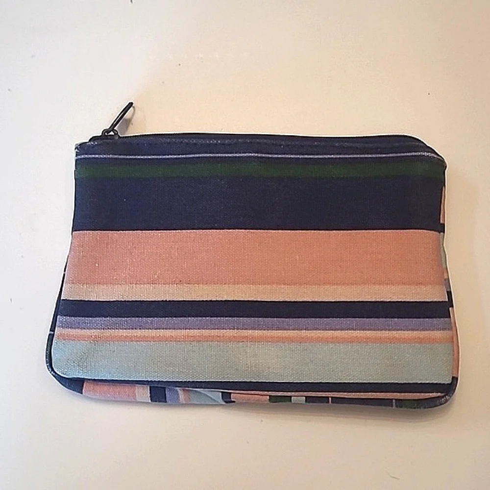 Victoria's Secret Cosmetic Bag Make Up Jewelry Pouch Pink Colorblock Zip Travel
